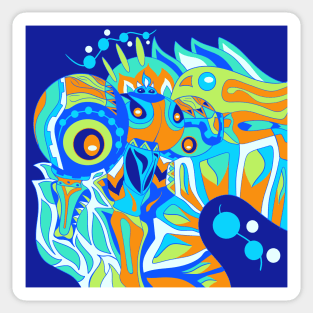 the kaiju dogu knight in alien pattern ecopop Sticker